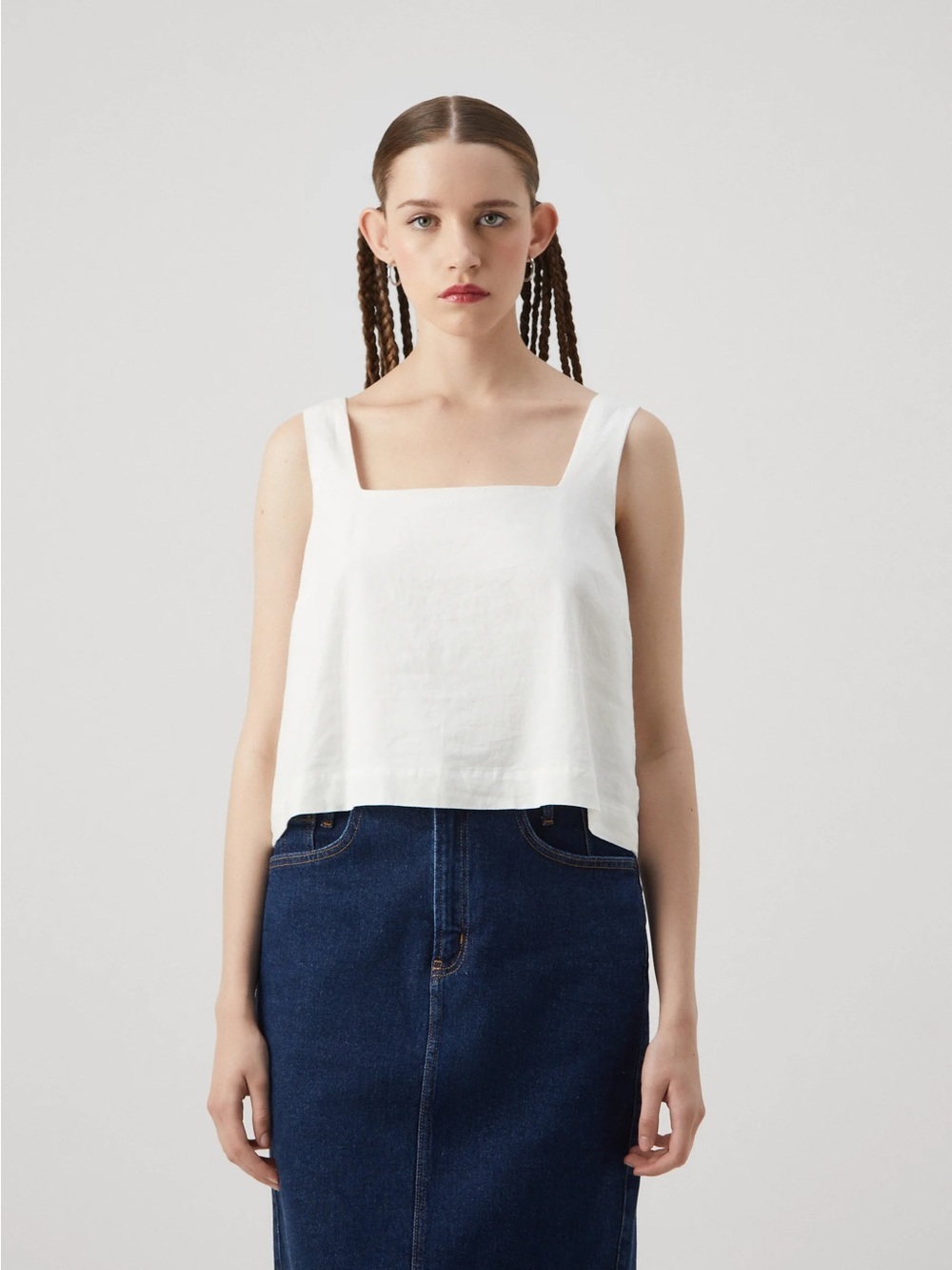 GAP White Linen Blend Shell Tank Top Blouse With Buttons Size XS Women’s